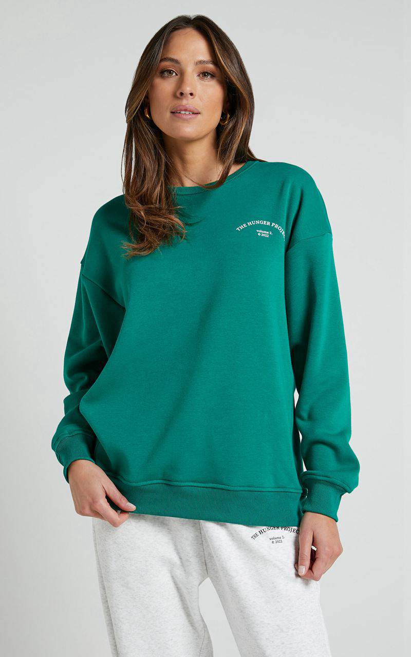 Showpo X The Hunger Project - Thp Crew Neck Sweatshirt Green | PGTFKY302