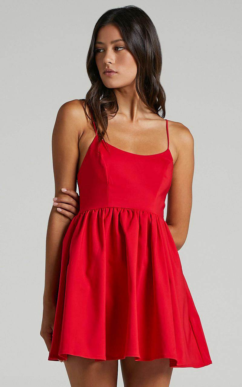 Showpo You Got Nothing To Prove Mini Dress - Strappy A-Line Dress Red | CZGSKP438