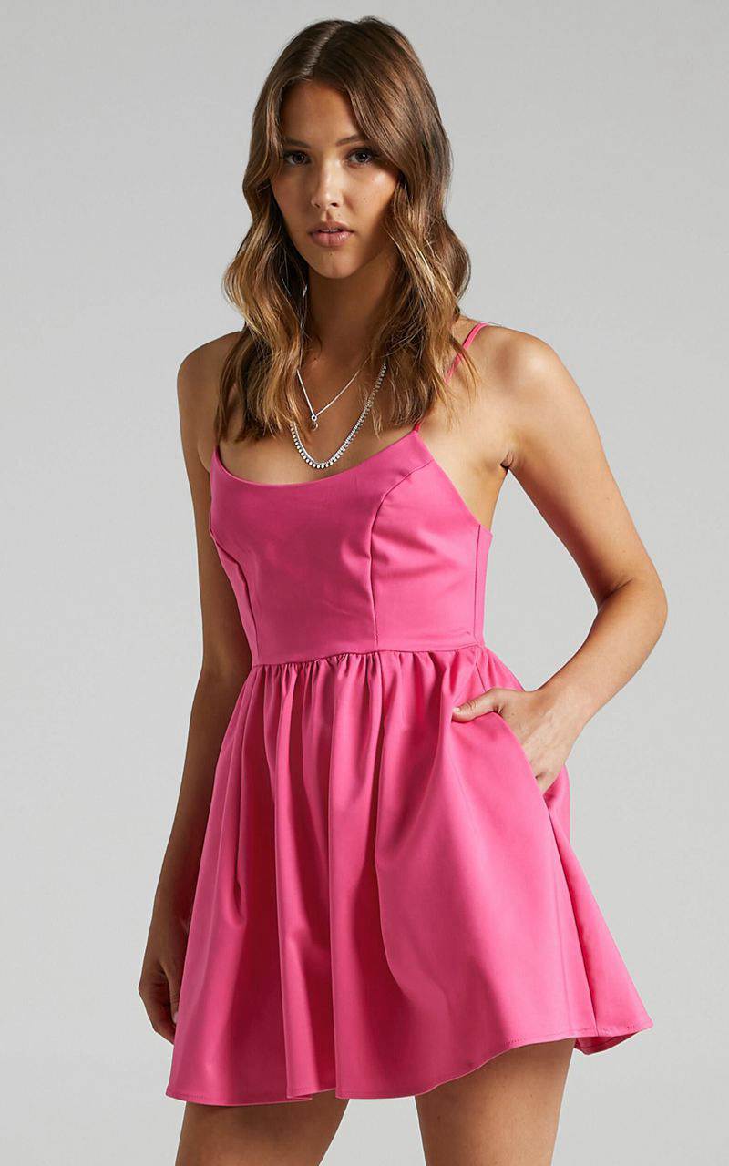 Showpo You Got Nothing To Prove Mini Dress - Strappy A-Line Dress Pink | SAVPUQ630