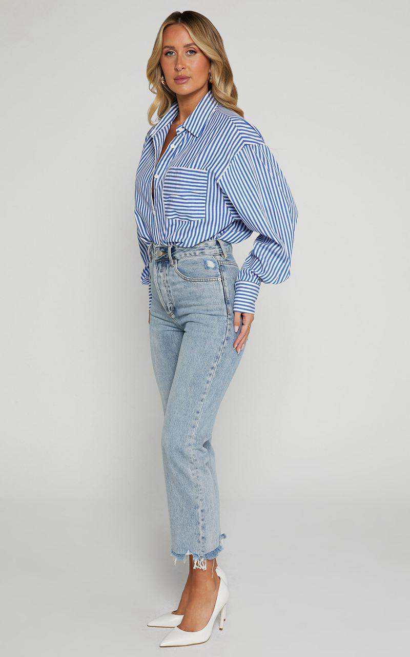 Showpo Zelrio Jeans - High Waisted Recycled Cotton Cropped Denim Jeans Mid Blue Wash | YLEAKU870