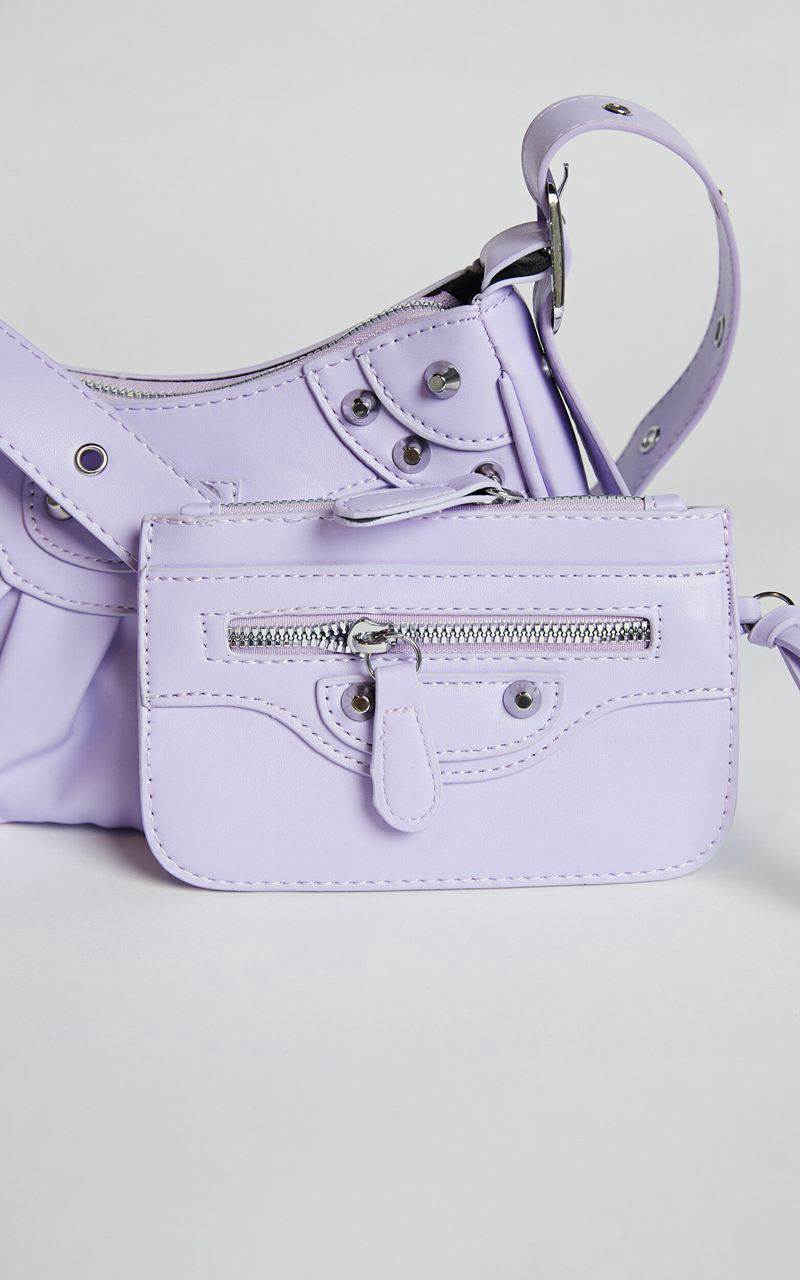 Showpo Zipporah Bag - Silver Stud Detail Crossbody Bag Purple | OHCPYJ528