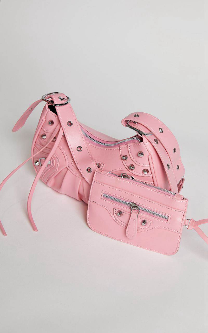 Showpo Zipporah Bag - Silver Stud Detail Crossbody Bag Pink | XJUVRF368